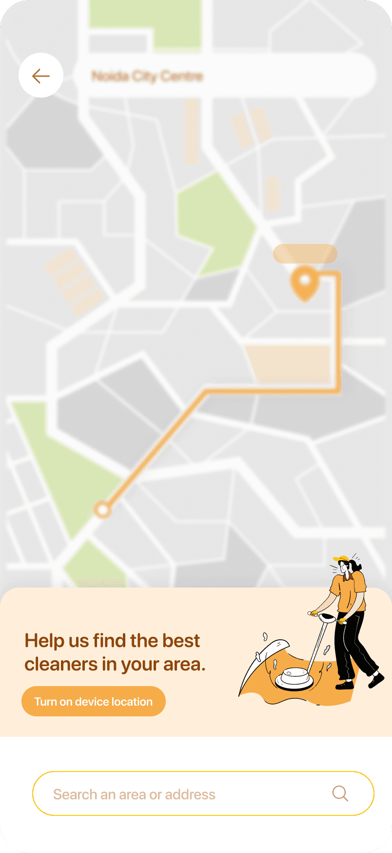 Giffy app location selection screen